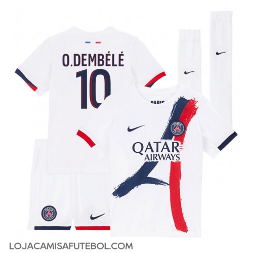Camisa de Futebol Paris Saint-Germain Ousmane Dembele #10 Equipamento Secundário Infantil 2024-25 Manga Curta (+ Calças curtas)